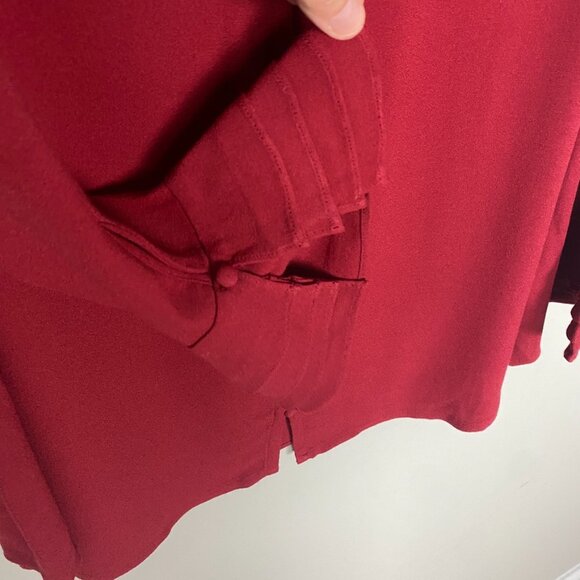 Soft Surroundings Moroccan Red Rayon Crepe Poet Blouse Ruffled Sleeves Small - Picture 3 of 7